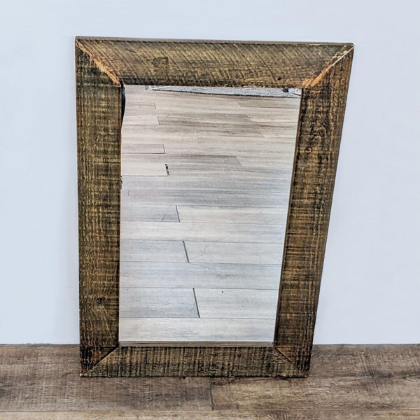Alt text 1: Weathered wooden-framed Reperch mirror with rich brown hues, showcasing an antique rustic appearance.