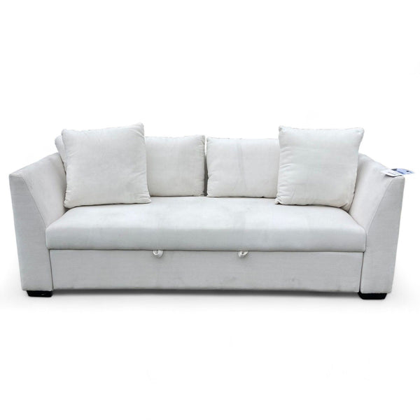 Thomasville fabric sleeper sofa in closed position on a white background.