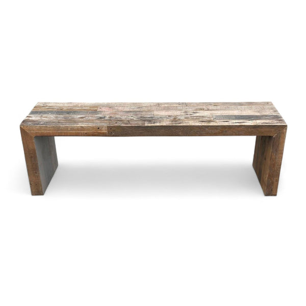 1. "Reperch Clean Line Rustic Bench, 58-inch, recycled wood, on a white background."