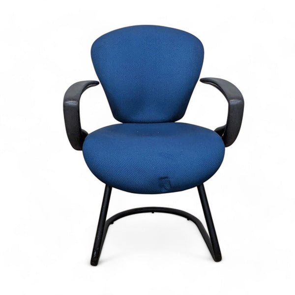 1. "Reperch modern blue office chair with black frame, front view on white background."