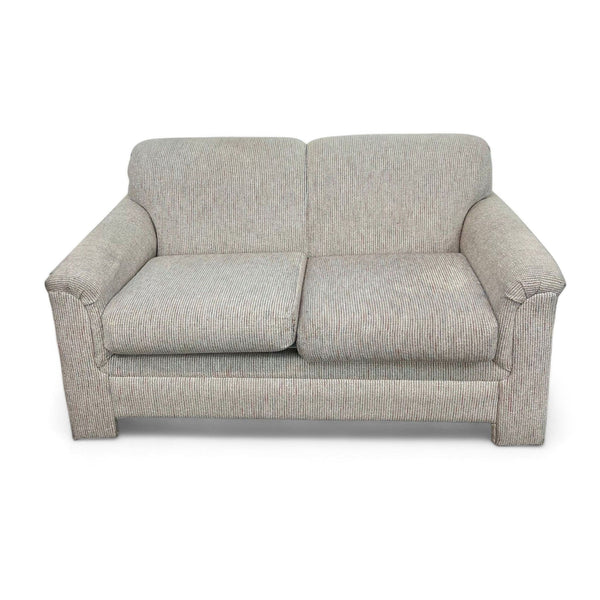 1. Reperch brand loveseat with a tweed pattern upholstery and pillow top arms, isolated on a white background.