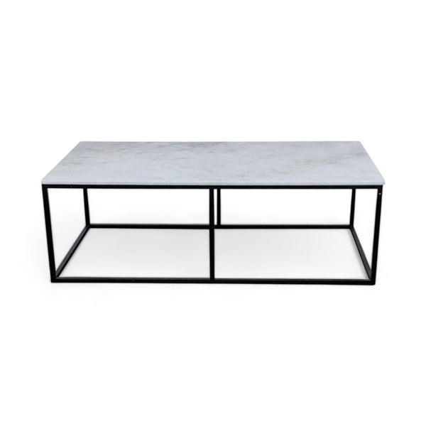 Reperch metal frame coffee table with marble-like top, against a white background.