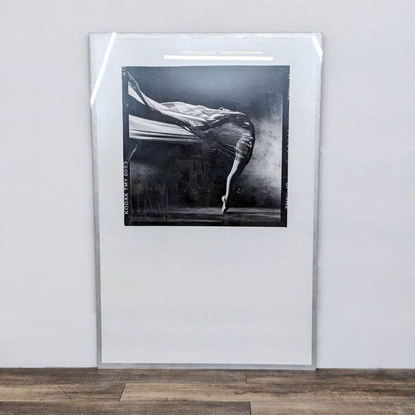 Black and white photo "Dancer" in brushed aluminum frame with plex cover by Jock McDonald, Reperch, 1988.