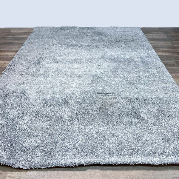 1. KAS Bliss area rug in a spacious room, showcasing its soft gray tones and plush 1" pile, highlighting the rug's luxurious texture and craftsmanship.