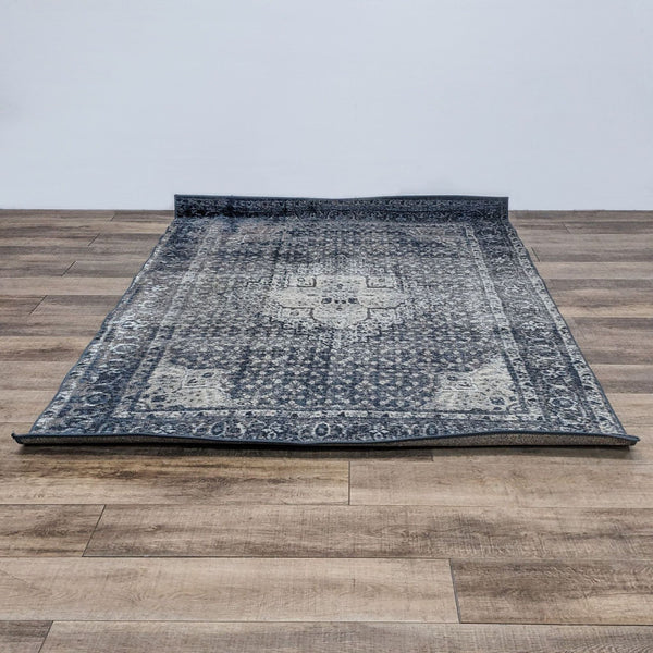 1. Machine-woven Kellum area rug by nuLoom with vintage medallion design, displayed on a wooden floor.