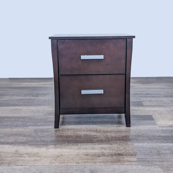 Alt text 1: Dark cappuccino-finished hardwood end table with two drawers, Coaster Fine Furniture, front view.