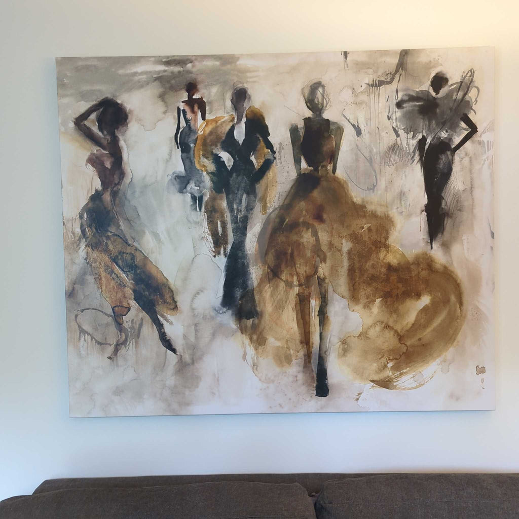 2. Z Gallerie print features impressionistic figures in flowing garments, using soft browns and grays for a dynamic effect.