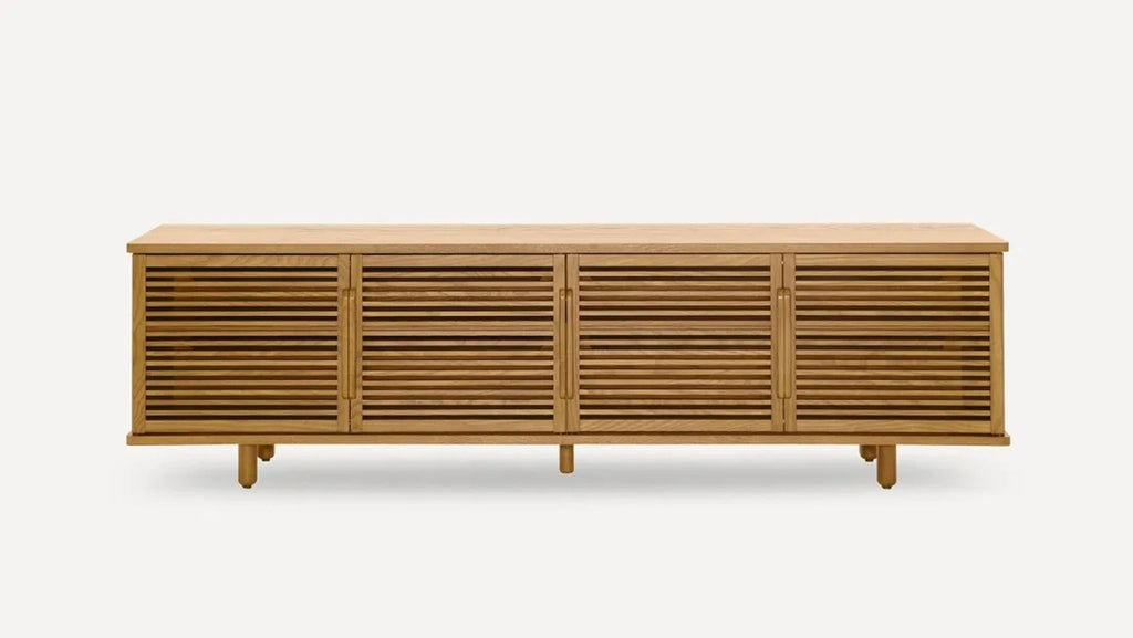 a sideboard with a wooden top and four drawers on a white background.