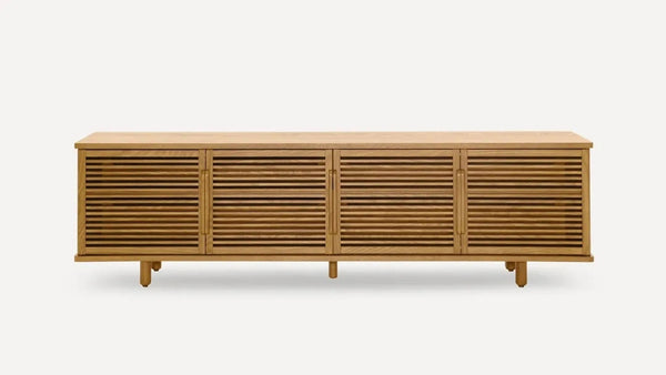 a sideboard with a wooden top and four drawers on a white background.