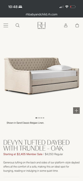 Tufted daybed by RH Baby and Child, combining elegance and comfort, from the Sleeper Sofa category.  