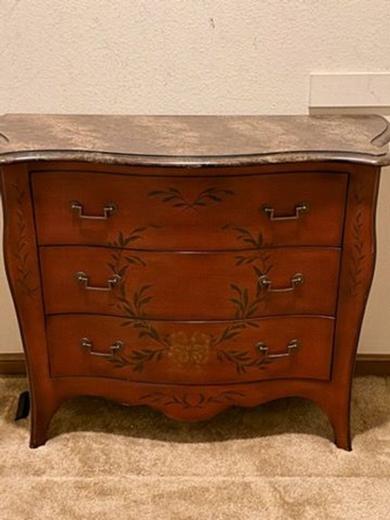1. Drexel Heritage hand-painted dresser with floral design, shown in good condition.  