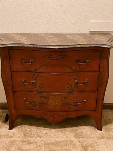 1. Drexel Heritage hand-painted dresser with floral design, shown in good condition.  