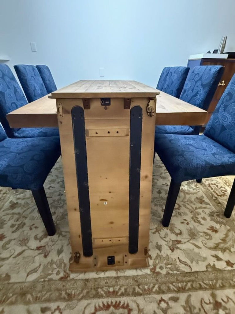84" Pottery Barn Table, with a 16" leaf, seats 8.

8 Ikea high back dining chairs, slipcovers can be changed.
84" Pottery Barn Table, with a 16" leaf, seats 8.

8 Ikea high back dining chairs, slipcovers can be changed.
84" Pottery Barn Table, with a