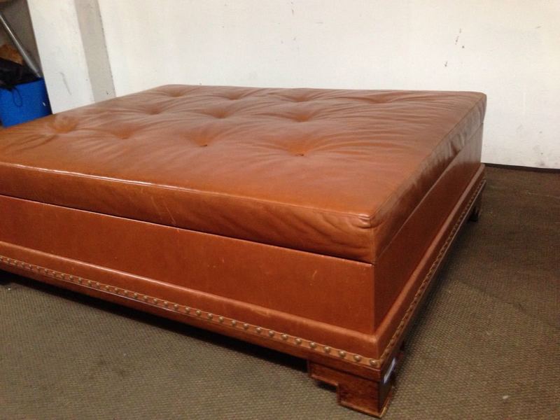 Vintage Leather Upholstered Square Top Coffee Table