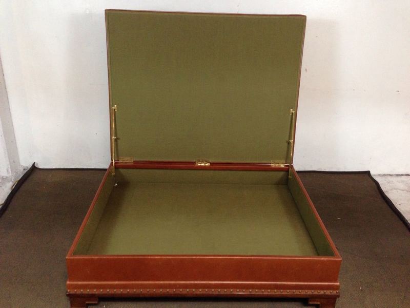 Vintage Leather Upholstered Square Top Coffee Table