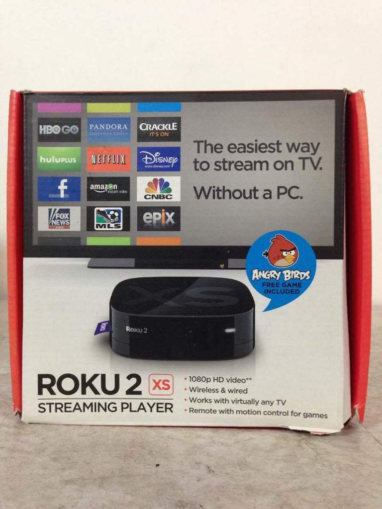 1. Roku 2 XS streaming player box showing supported services, features, and packaging design.