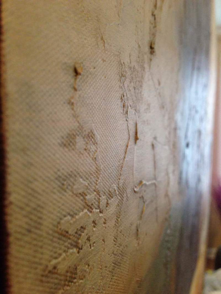 2. Close-up of textured brushstrokes on a canvas from a Reperch landscape oil painting.  