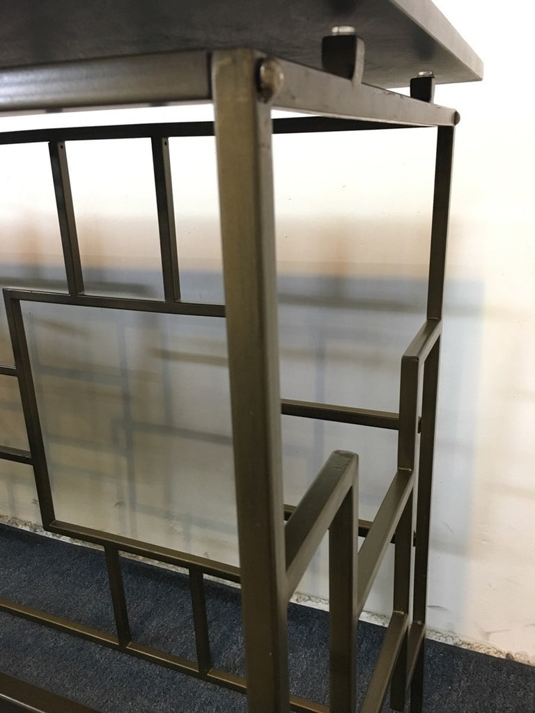 Contemporary Geometric Formed Metal and Lacquer Top Console Table