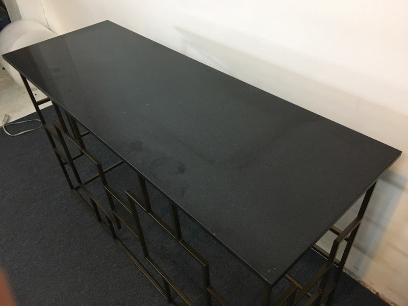Contemporary Geometric Formed Metal and Lacquer Top Console Table