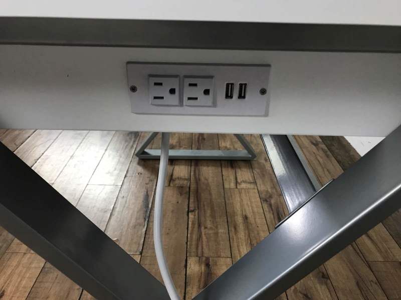 Contemporary Laminate and Metal Black Tempered Glass Desk