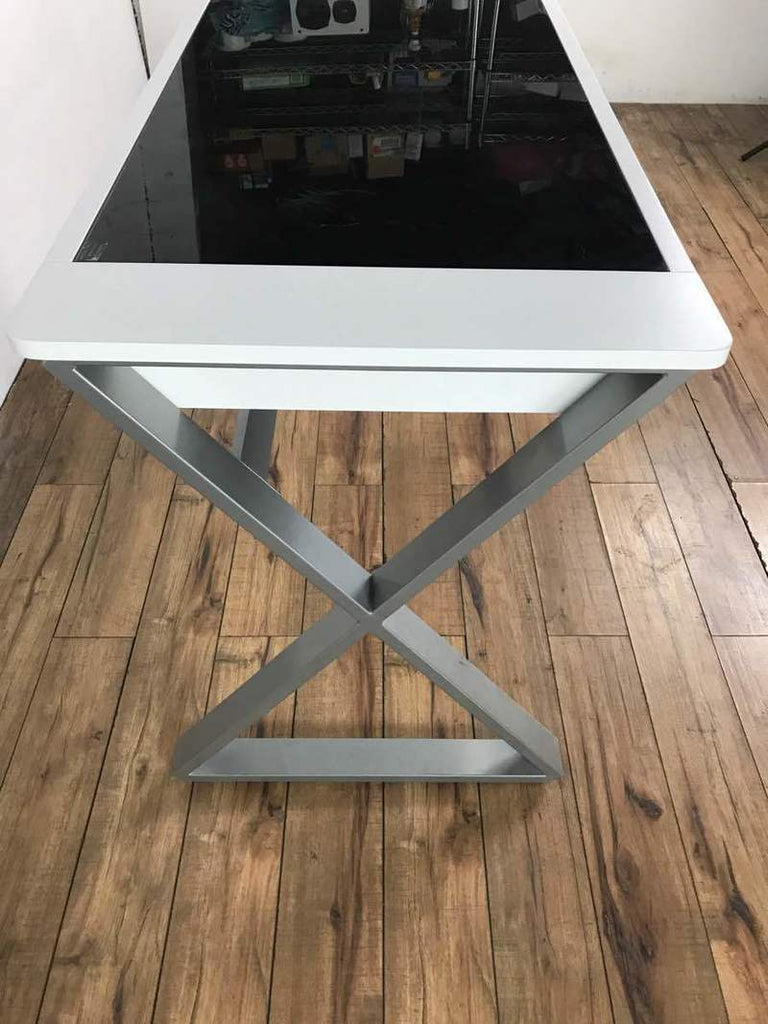Contemporary Laminate and Metal Black Tempered Glass Desk