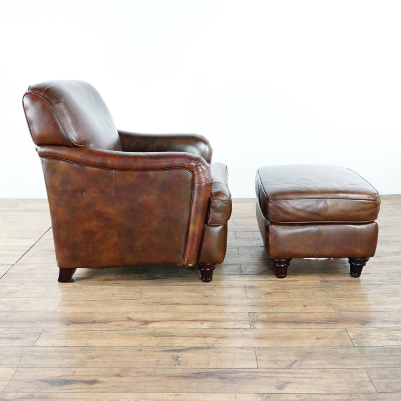 Lane Furniture Brown Leather Club Chair And Ottoman