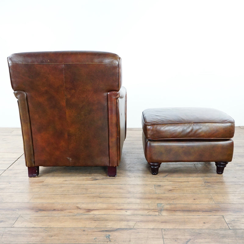Lane Furniture Brown Leather Club Chair And Ottoman