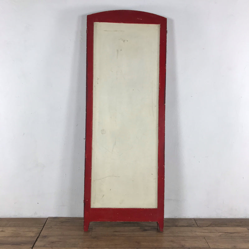 3. Back side of Reperch wood room divider panel, plain cream surface with red frame, no painting visible.