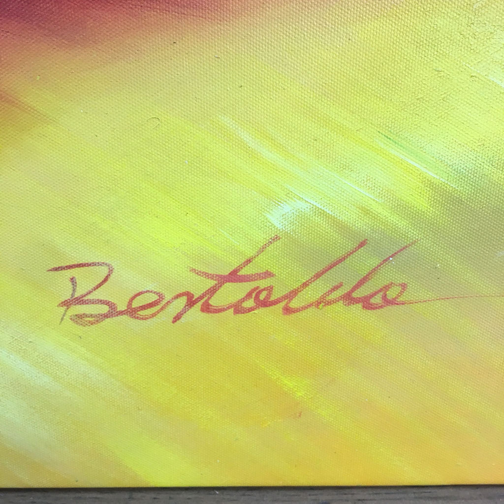 Signature reading 'Bertolilo' in red on a yellow painted background on the lower right of the unframed artwork.