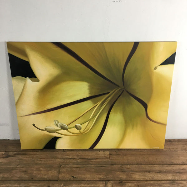 Yellow lily acrylic painting on canvas by Samuel, unframed and mounted, from Reperch’s Drawings & Paintings.