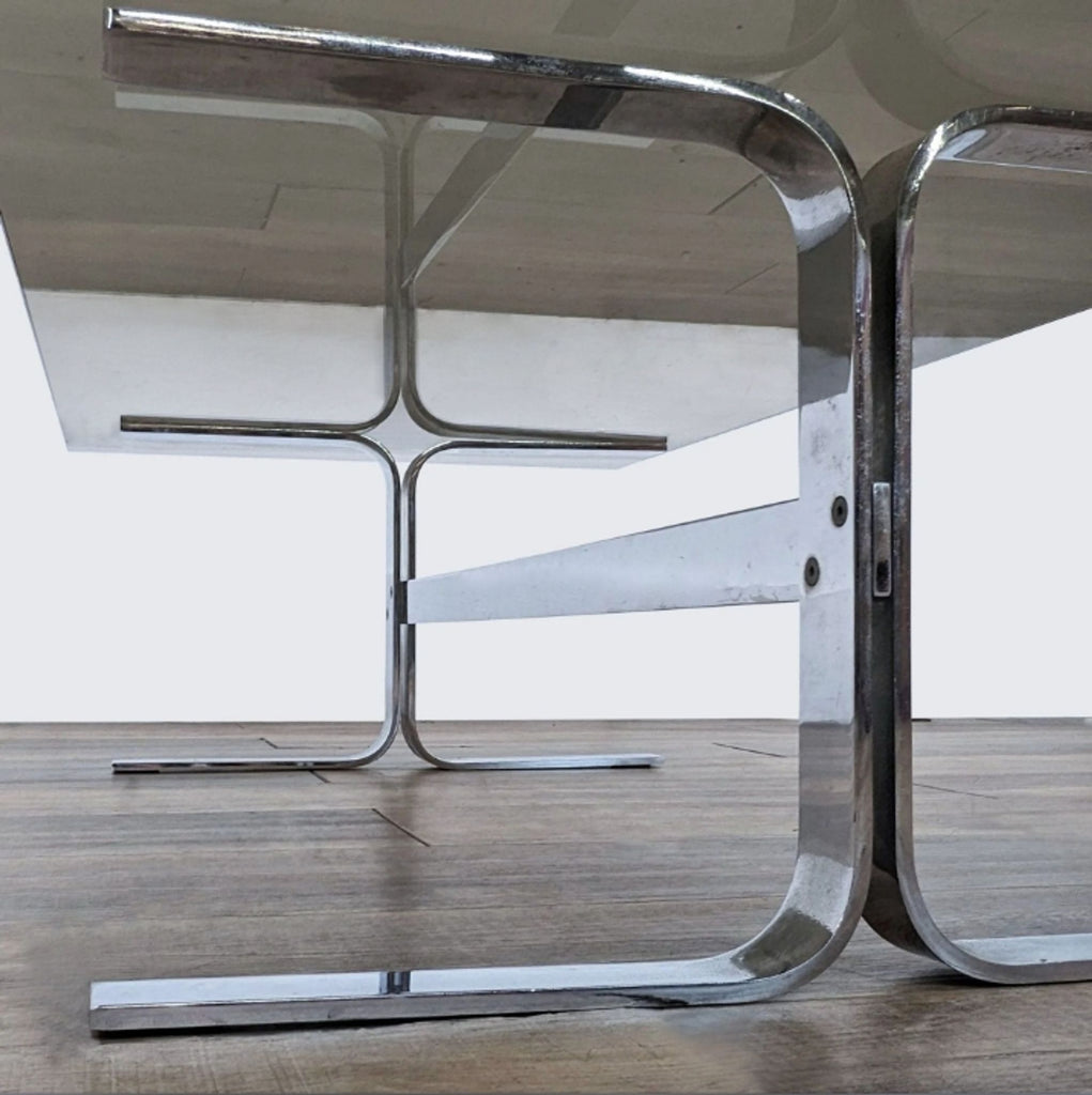 a chrome and glass table by [ unused0 ] for [ unused0 ], 1970s for sale