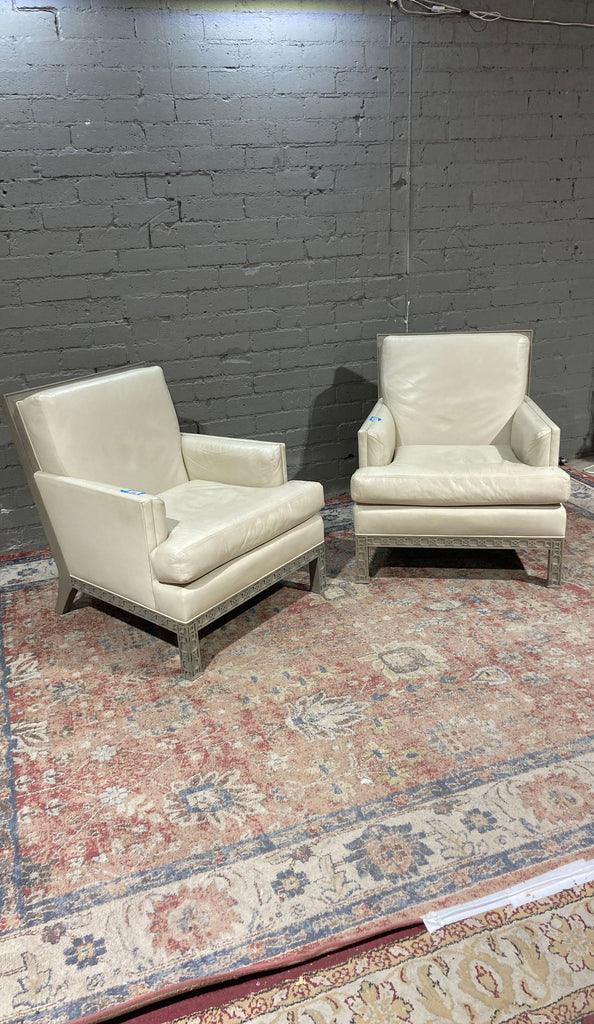 Pair of Global Views Williamsburg Leather Chairs