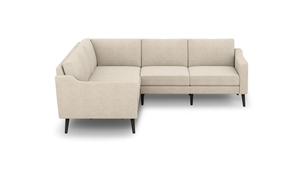 Burrow Nomad modular 3-seat sofa in beige, featuring mid-century style.