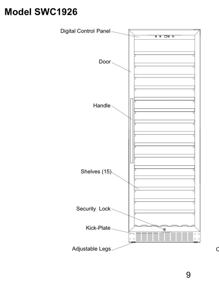 Summit SWC1926 24 Inch Freestanding/Built-In Wine Cellar with 171 Bottle Capacity