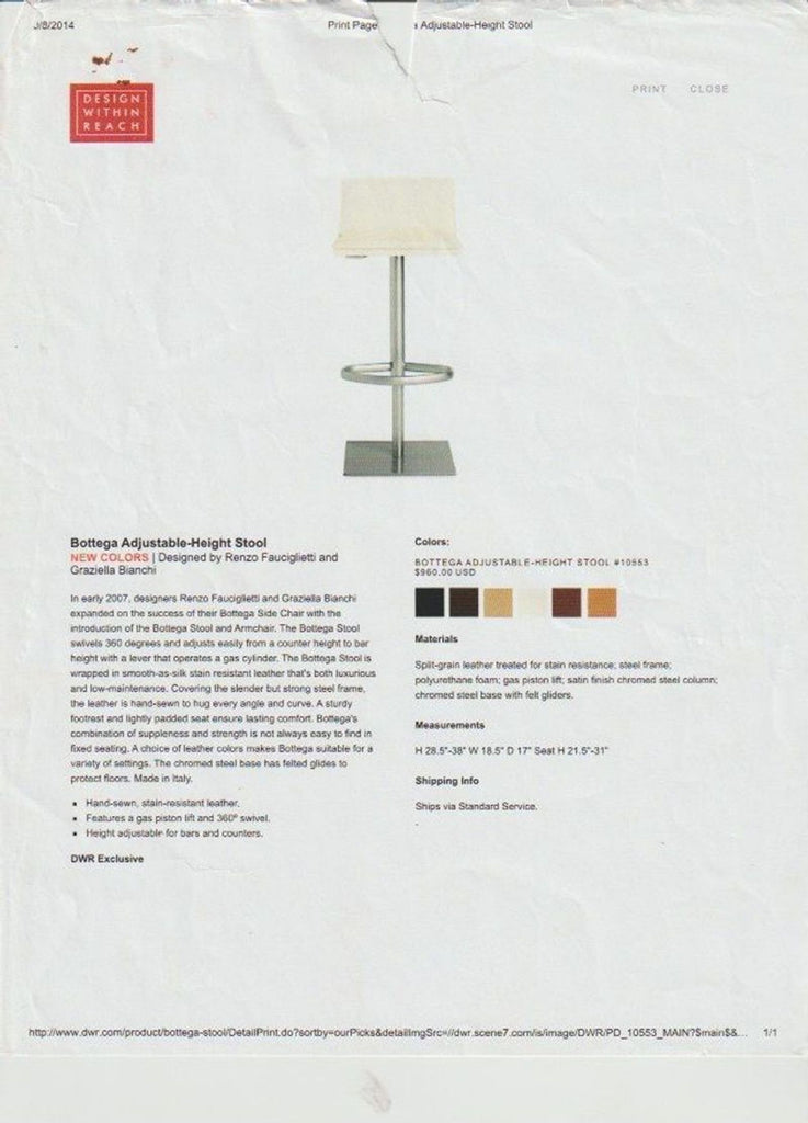 Sleek leather stool with adjustable height and swivel capability, ideal for kitchen counters and bars.