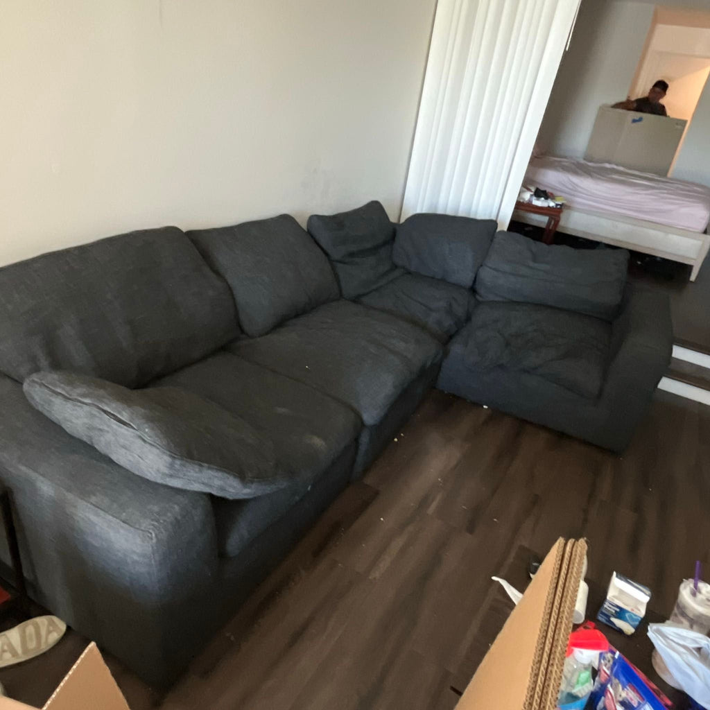 Restoration Hardware Dark Gray Sectional Sofa - Spacious and Comfortable