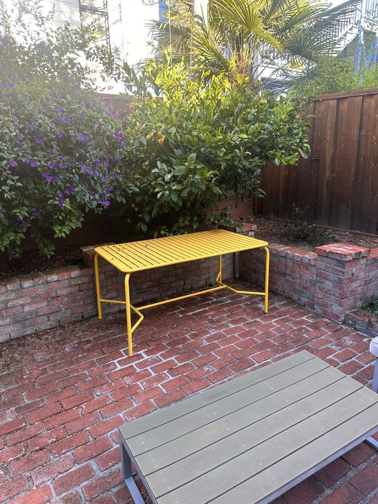 Medium rectangular coral outdoor dining table with slatted top by Petite Friture, from the Tables category.