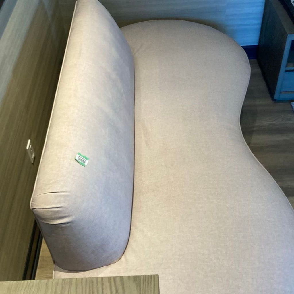 Vladimir Kagan-style Modern Beige Velvet Settee Curved Sofa– Unique Bean-Shaped Design