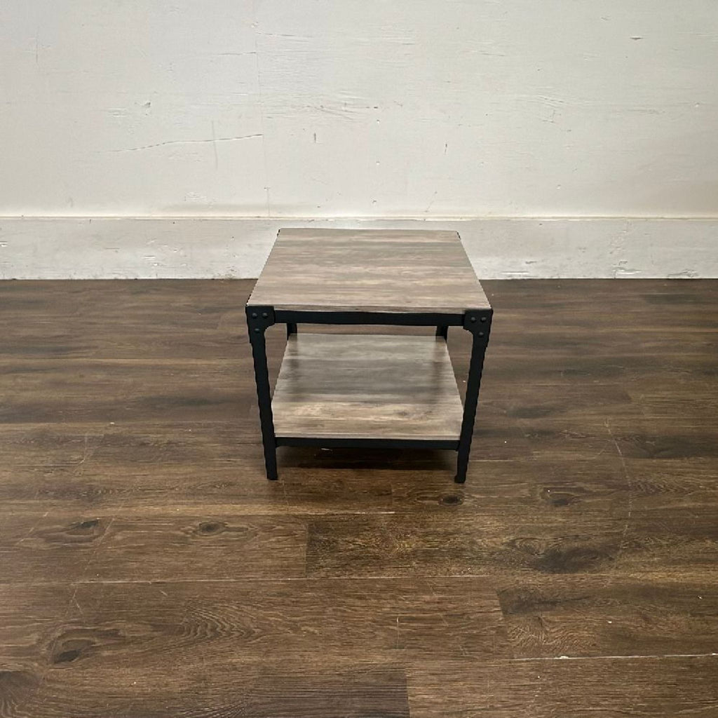 Walker Edison end table, featuring a powder-coated steel frame and warp-resistant MDF with multi-grain finish.  