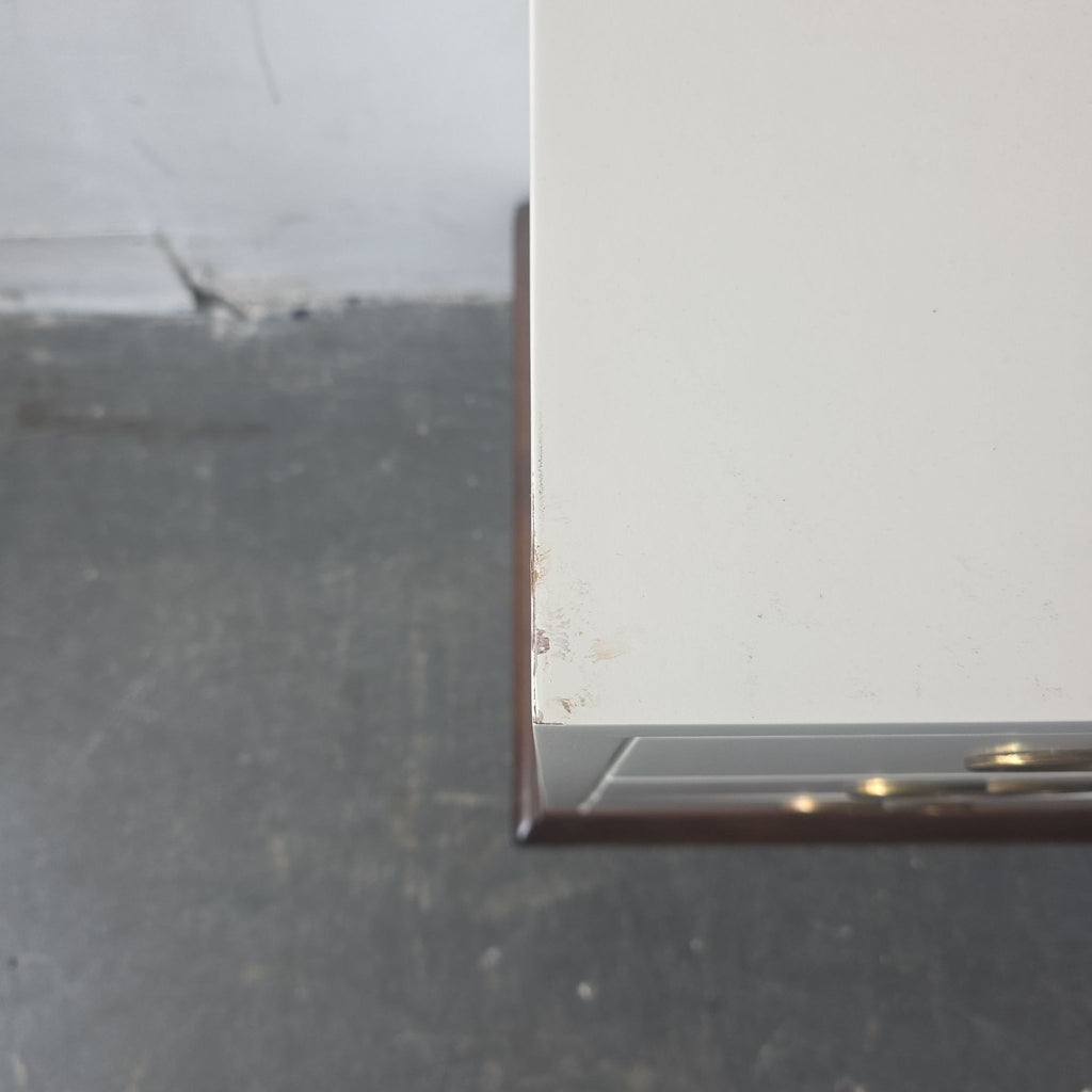 Henredon White 3-Drawer End Tables with Brass Pulls - Pair
