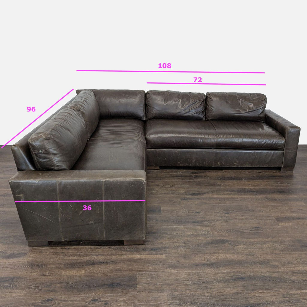 Restoration Hardware Maxwell Brown Leather Sectional Sofa – Spacious and Comfortable