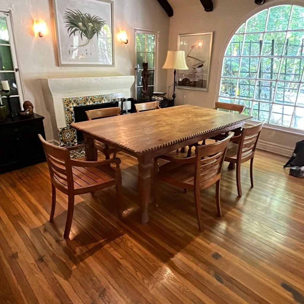 Hand Carved Antique Indonesian Reclaimed Teak Dining Set
