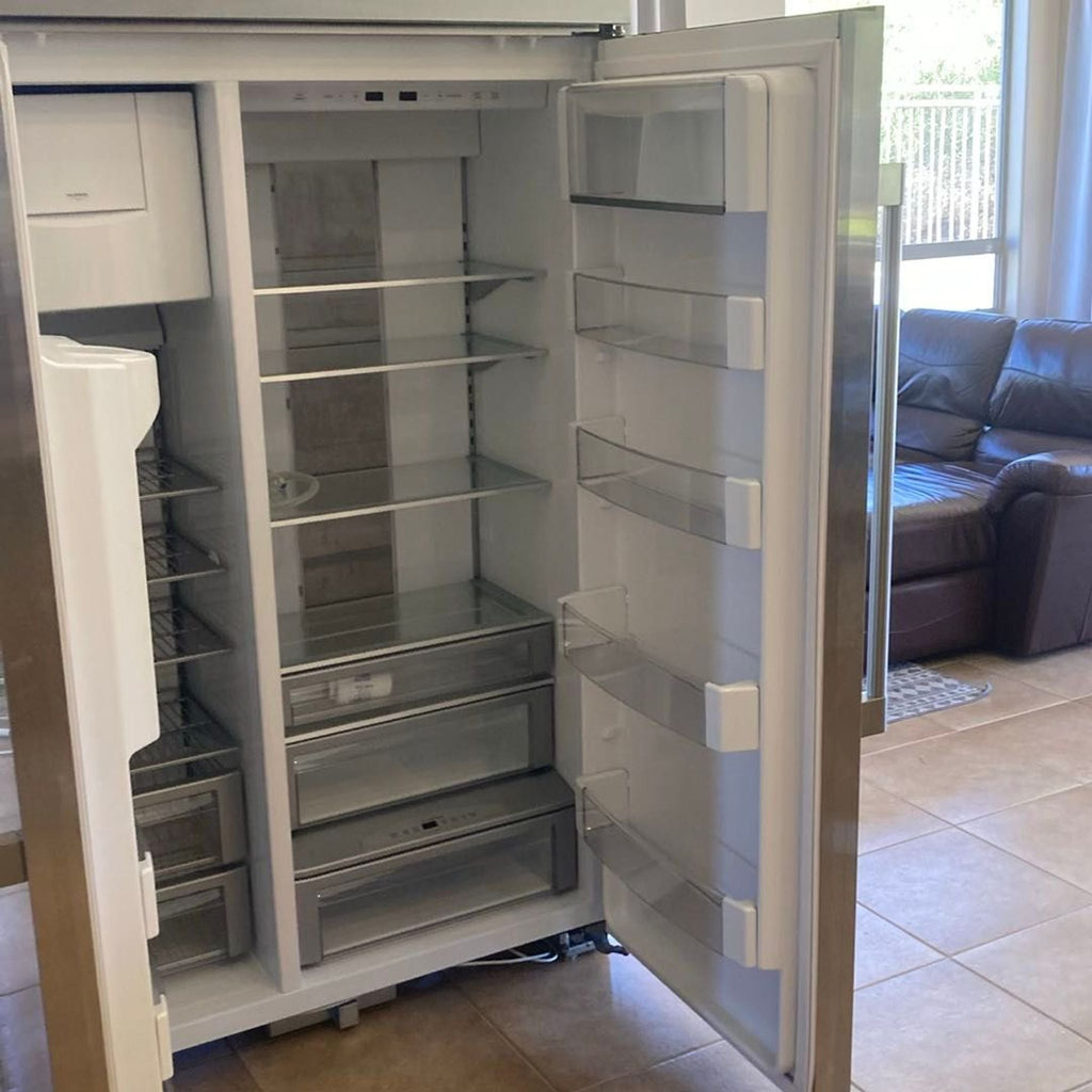 GE Monogram ZISS480DPESS Stainless Steel Side-by-Side Refrigerator with Ice Dispenser