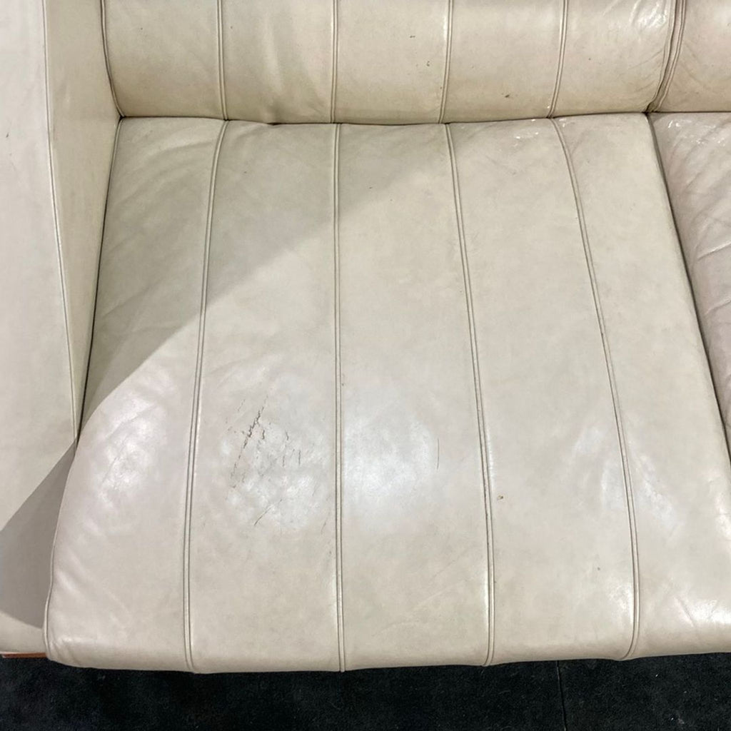 Giorgetti by Leon Krier Aries 3-Seat Modern Cream Leather Sofa with Wood Base - Accepted Offer (31.32% discount)