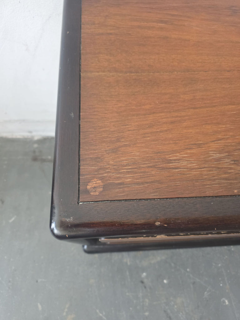 Pair of Vintage John Stuart for Mount Airy Teak Burl Walnut Chinoiserie Nightstands