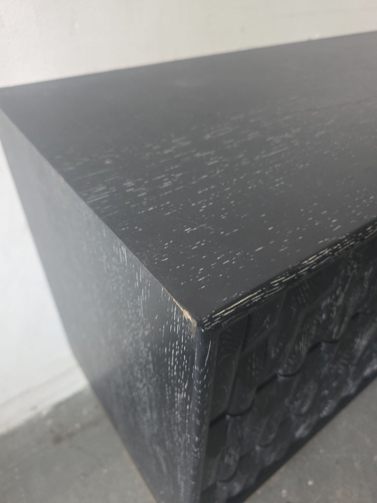 Luxe Black Textured Dresser with Gold Base - Modern Storage