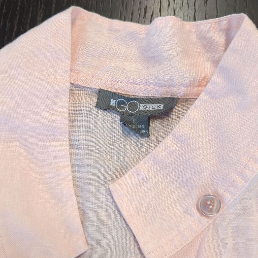 Go Silk Womens Light Pink Button-Up Shirt, Size Large
