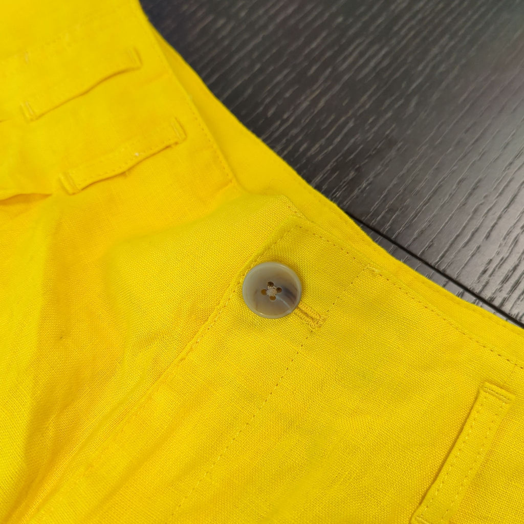 Banana Republic Women's Petite Linen Yellow Shorts Size 10