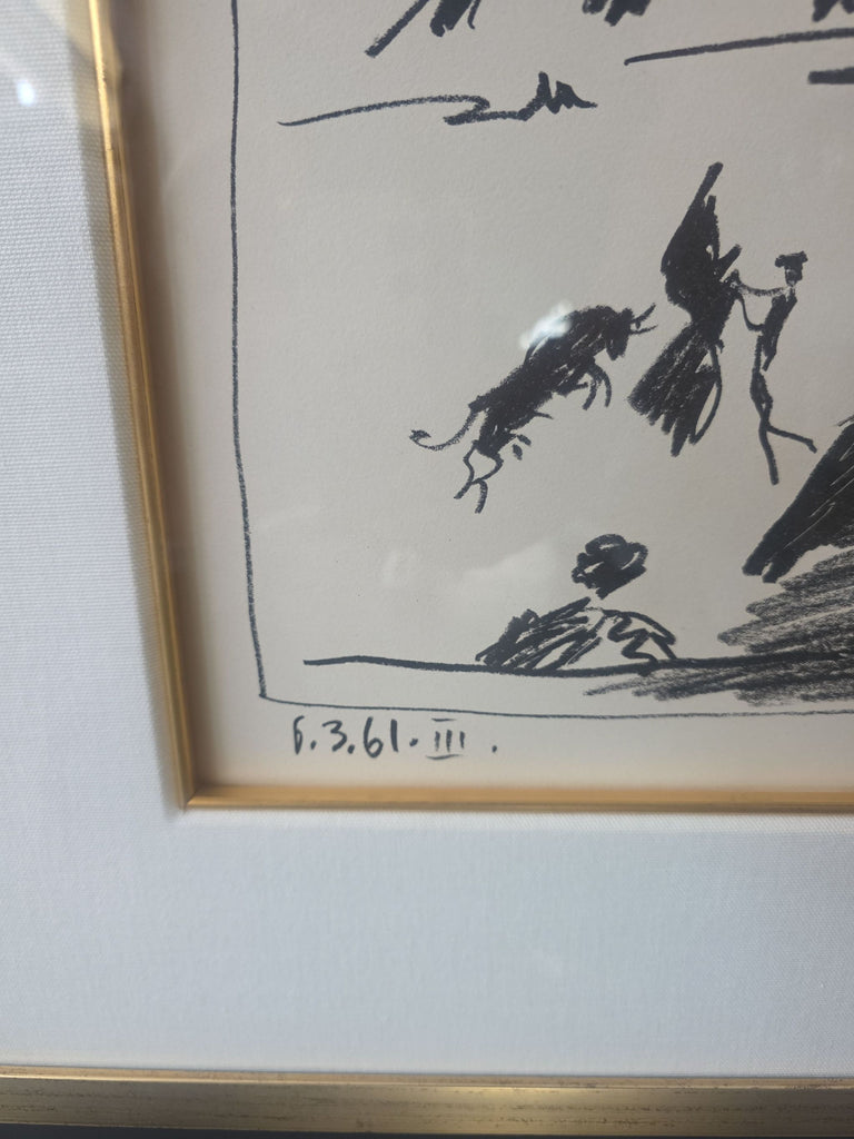 Pablo Picasso Framed Litograph " A Los Toros , Jeu De La Cape 1961"