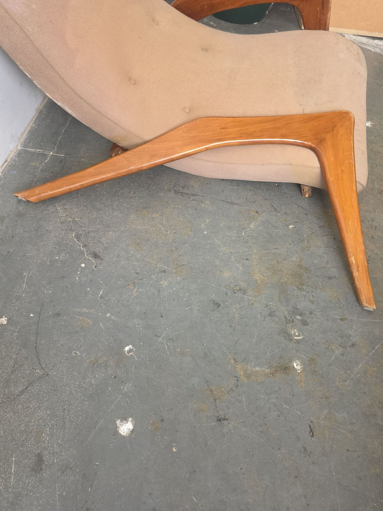 Adrian Pearsall Mid Century Crescent Lounge Chair and Ottoman